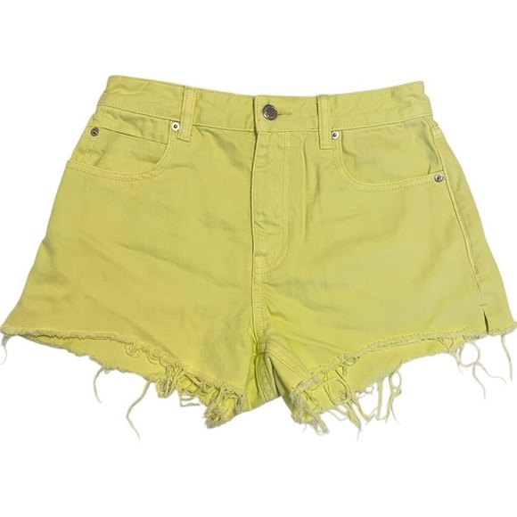 NEW Alexander Wang Bite Short Denim Highlighter Yellow 26 - Picture 4 of 9